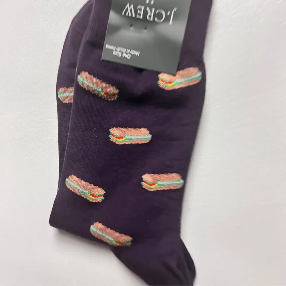 J.Crew Men's Sandwich Print Graphic Design Trouser Socks Onesize NWT